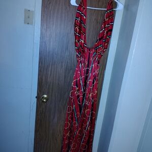 Fashion Nova Red and Black Backless Dress